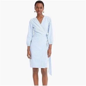 J. Crew Wrap Dress in Striped Cotton Poplin Size 14T